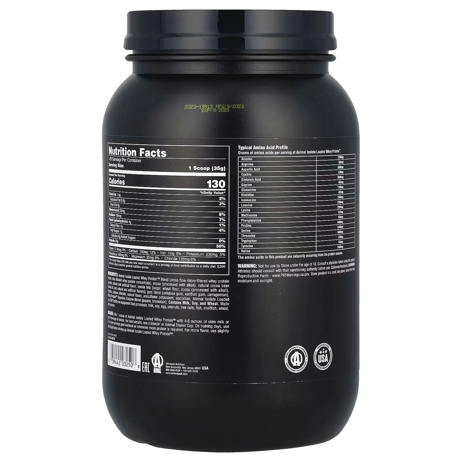 Animal Isolate loaded whey protein 907 gr- usa menş.