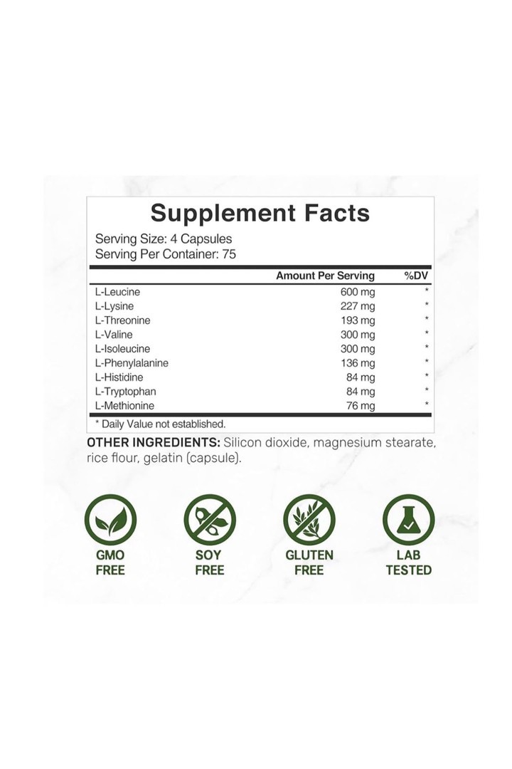 DEAL SUPPLEMENT Essential Amino Acids (EAA) – 9 in 1, All BCAAs 2.000 Mg- 300 Capsules