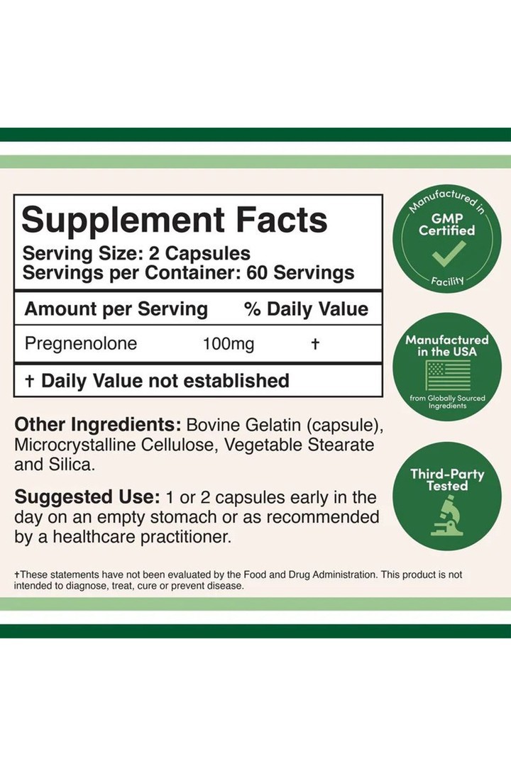 Pregnenolone 100 mg 120 Veg.Kapsül.usa vers.