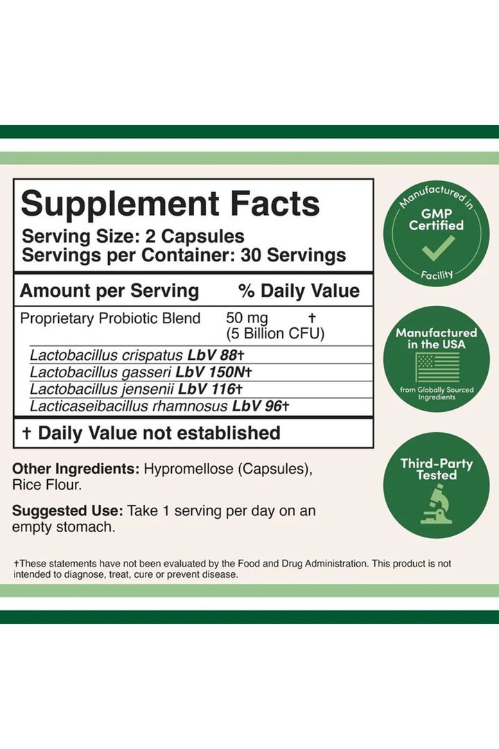 Vaginal Probiotic 5 billion CFU 60 Veg.Kapsül.usa vers.