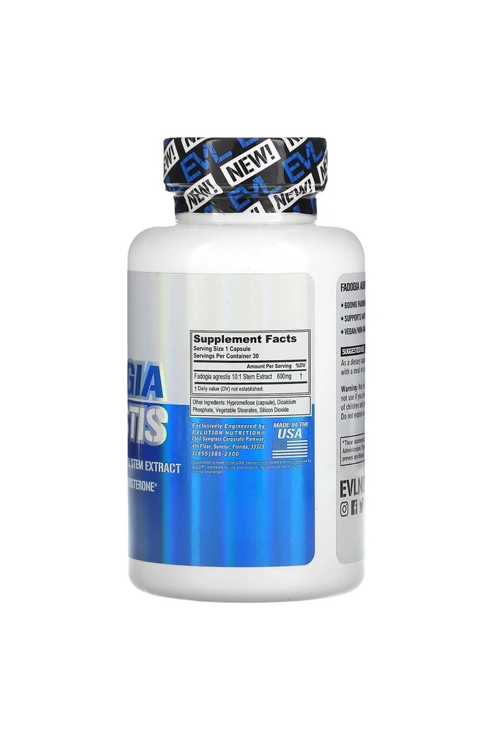 Evlution Nutrition Fadogia Agrestis, 600 mg 30 Veggie Capsules