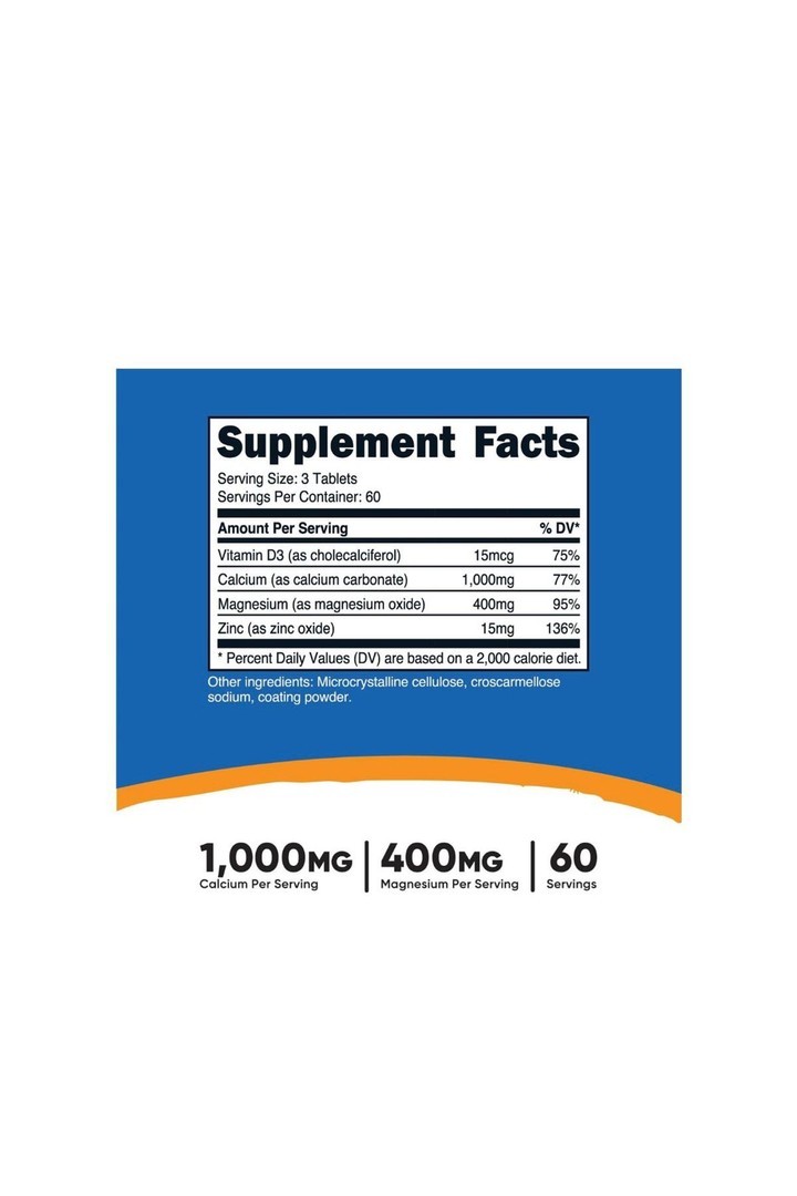 Calcium Magnezyum & Zinc - 1000mg calcium - 400 mg magnezyum - 60 Servis 180 Kapsül.usa menş