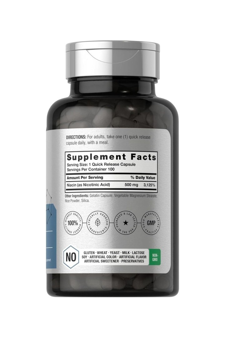 Horbäach Niacin | B3 Vitamini 500mg | 100 Kapsül