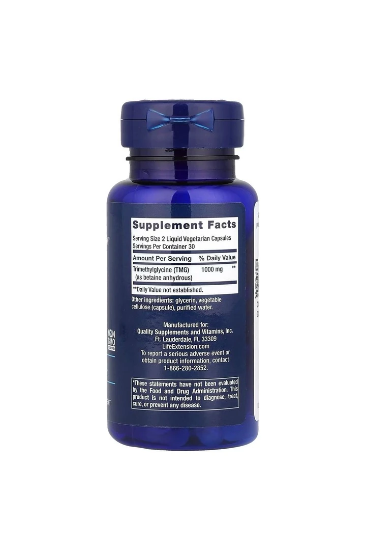 TMG, 1.000 mg, 60 Vejetaryen Kapsül (Kapsül başına 500 mg)