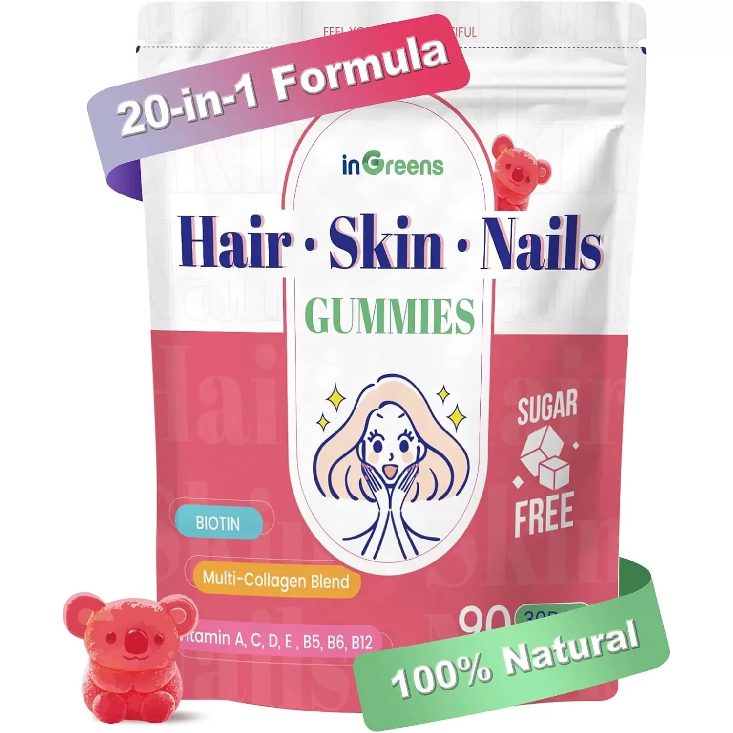 Hair.Skin.Nails Gummies 90 Çiğnenebilir Tablet 20 İçerik 1 arada