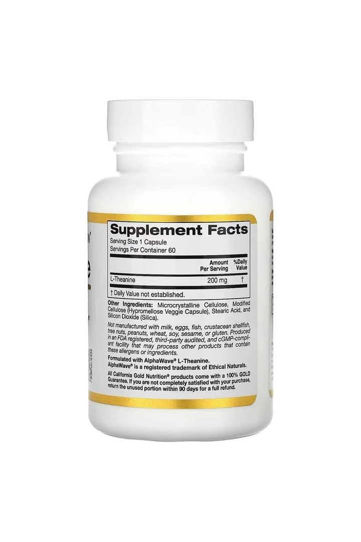 L-Theanine, AlphaWave Katkılı, 200 mg, 60 Bitkisel Kapsül