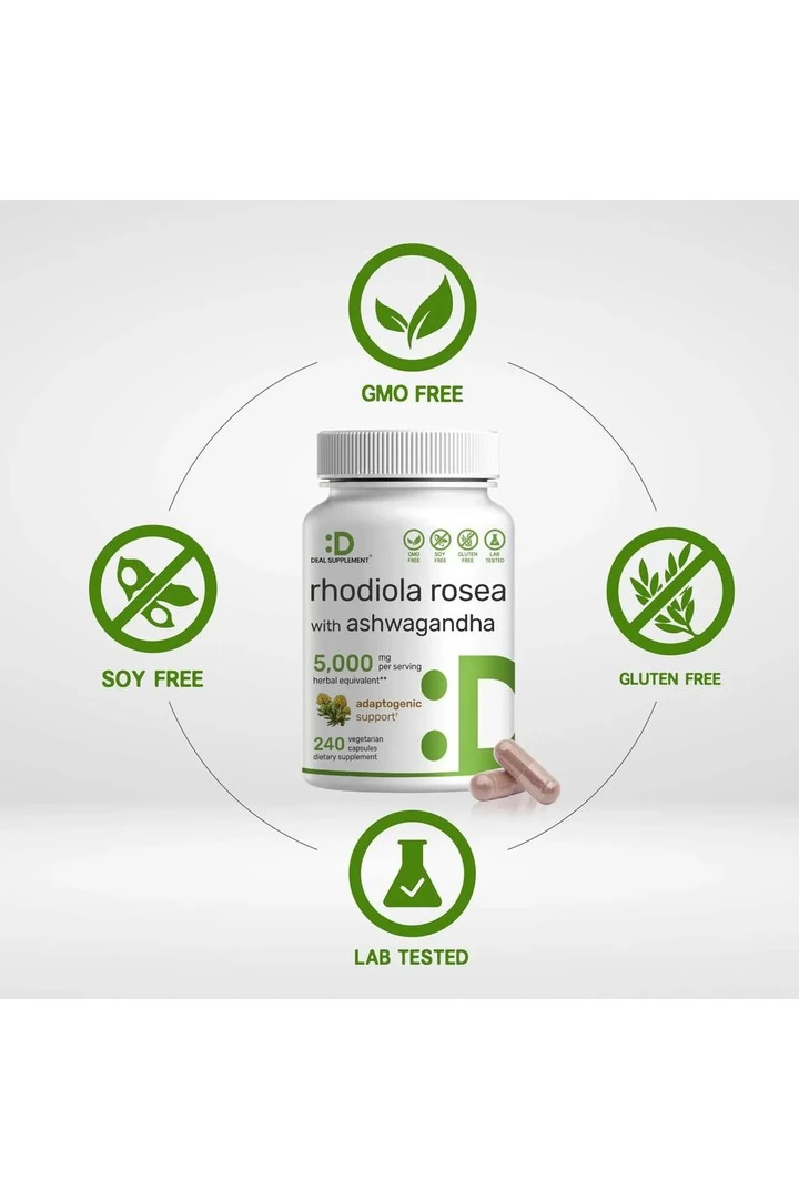 Rhodiola Rosea with Ashwagan.dhaa 5,000mg Per Serving, 240 Veggie Capsule