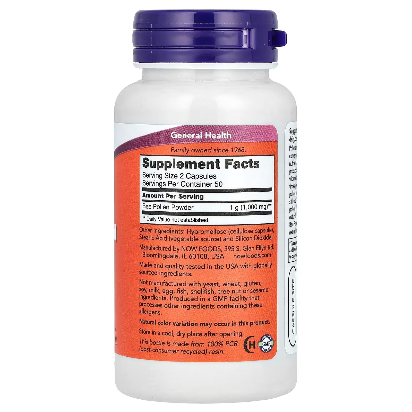 Bee Pollen Caps 500 mg 100 Kapsül Her Servis 2 Kapsül 1000 mg.