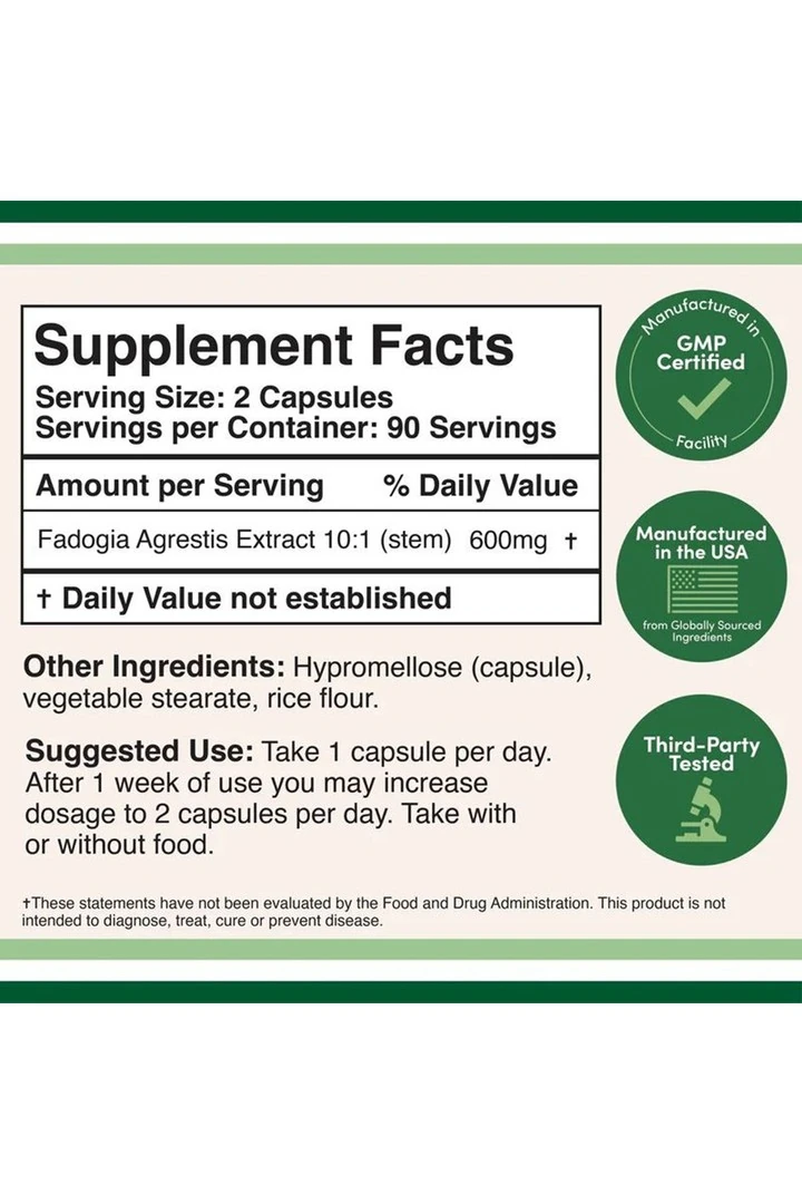 Fadogia Agresti.s 600 mg 180 Veg.Kapsül.usa vers.