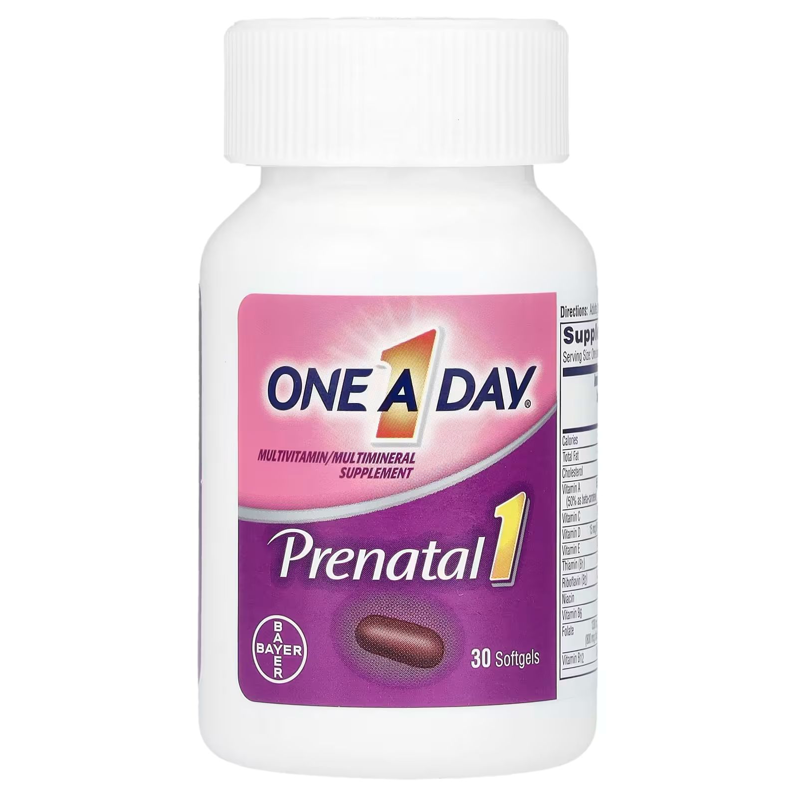 Women's Prenatal 1 Multivitamin including Vitamin A, Vitamin C, Vitamin D, B6, B12, Iron, Omega-3 DHA & more - Supplement for Before, During, & Post Pregnancy, Red, 30 Count (Pack of 1) (Packaging May Vary)