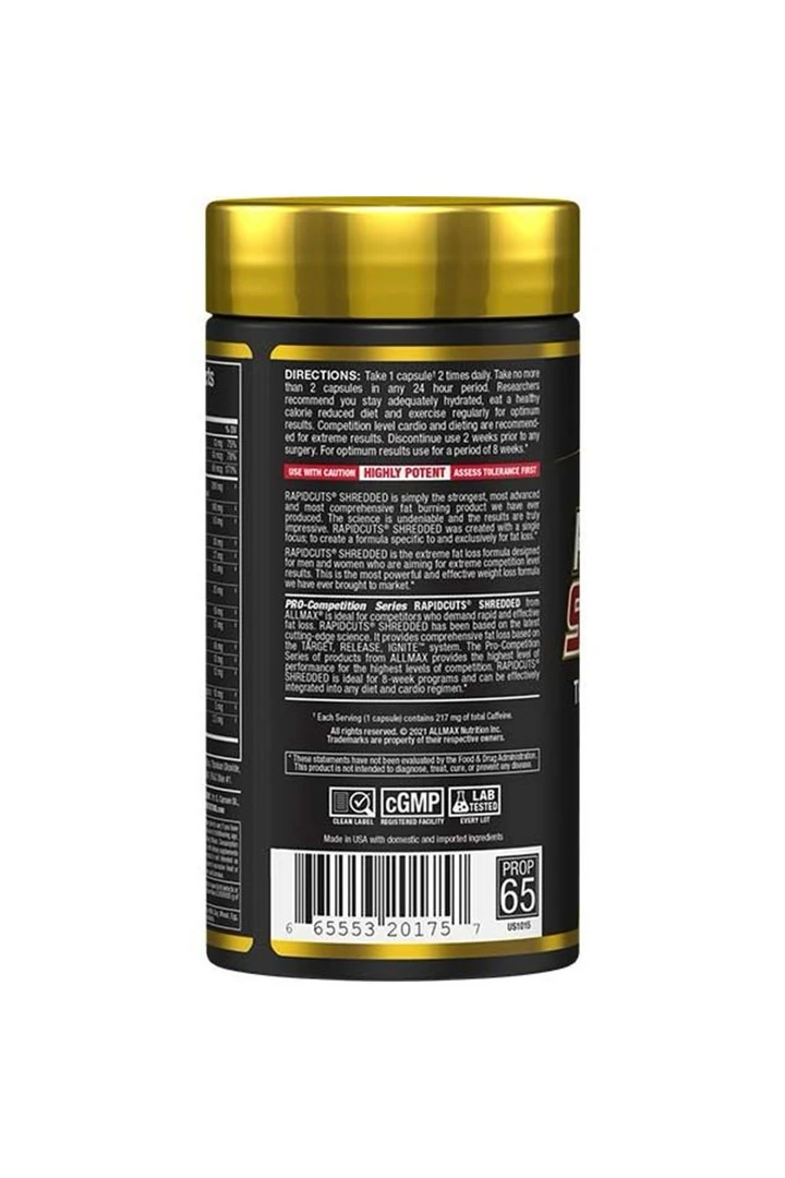 RAPIDCUTS® SHREDDED THERMOGENIC FAT BURNER 90 KAPSÜL.USA MENŞ.