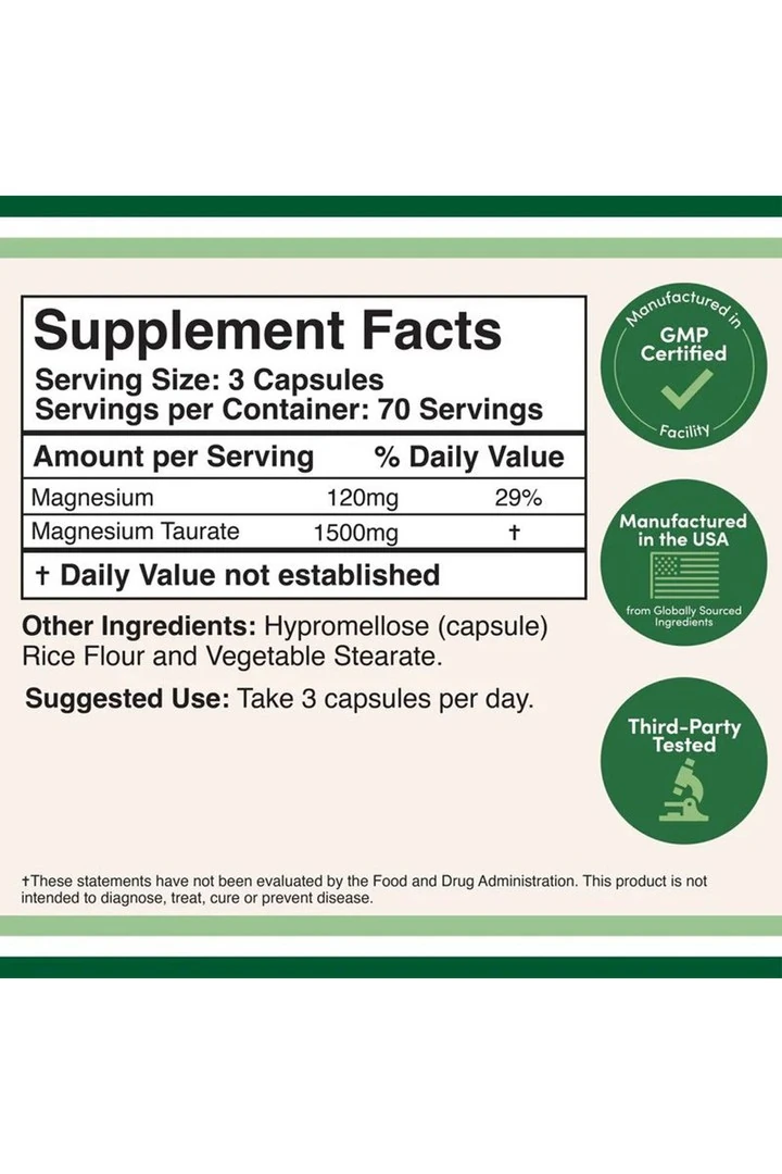 Magnesium Taurate 1500 mg 210 veg.Kapsül.usa vers.