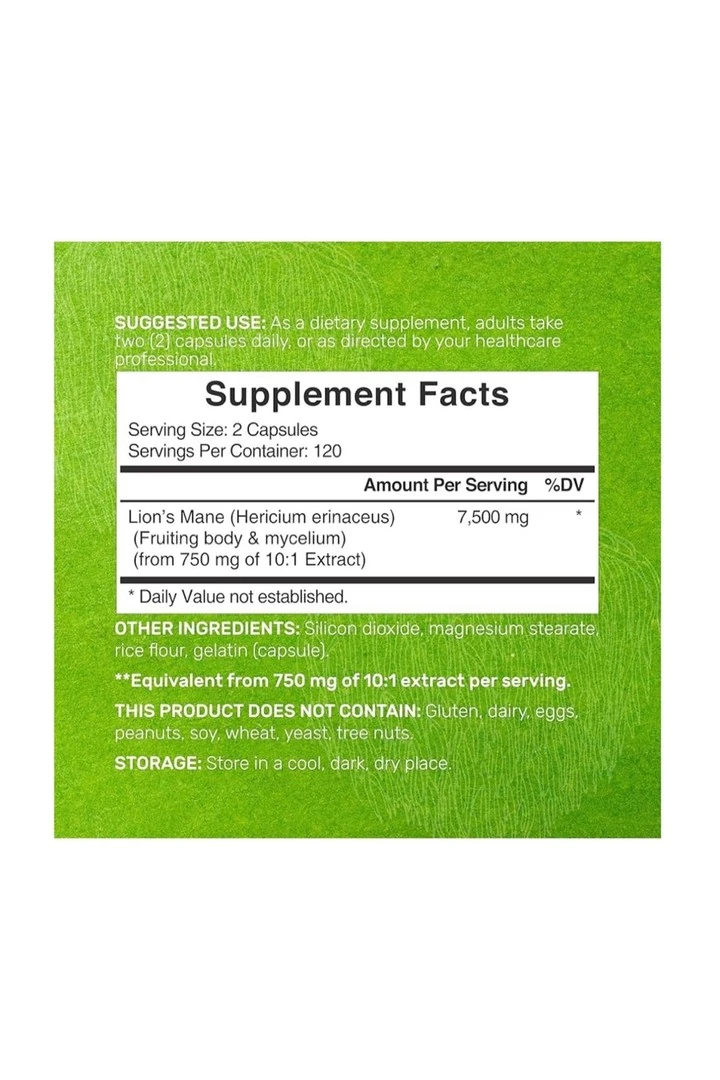 DEAL SUPPLEMENT Lions Mane Mushroom 7.500 Mg 240 Capsules