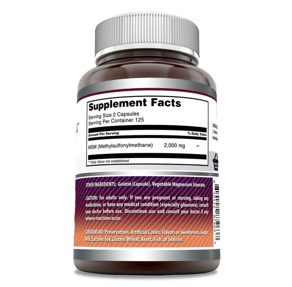 MSM (Methylsulfonylmethane) Supplement | 2000 Mg Per Serving | Capsules |  250 Kapsül 