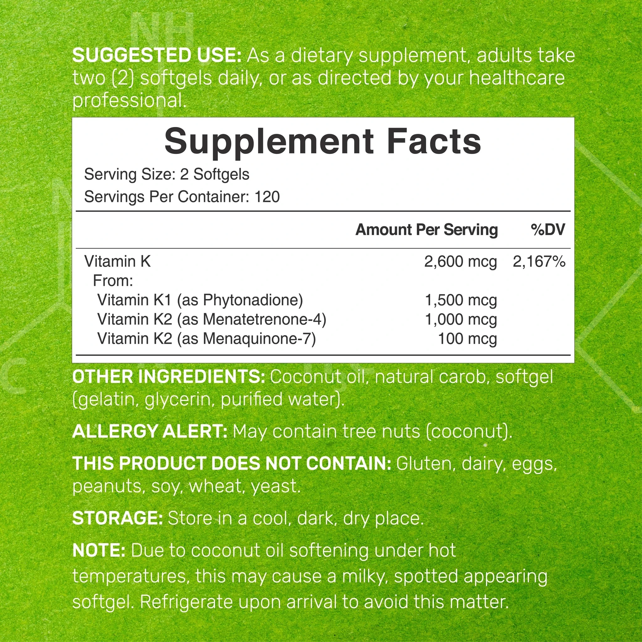 Premium K Complete - High Potency Vitamin K1, K2 MK-7 & MK-4 Complex, 240 Coconut Oil Infused Softgels
