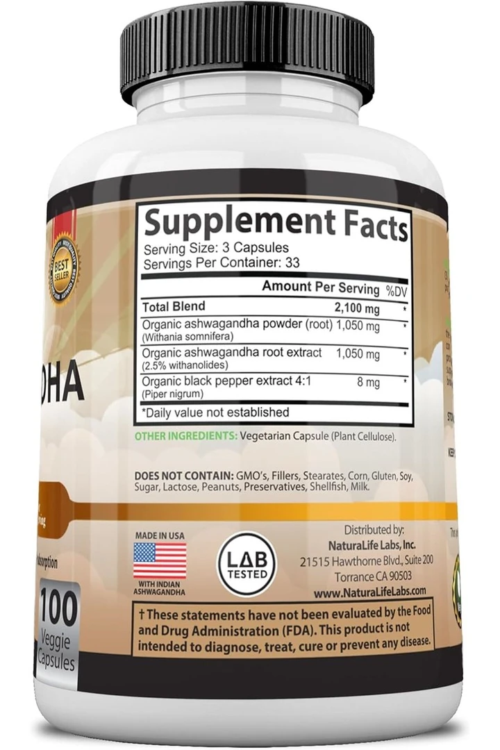 Naturalife Labs ashwagand.haa 2100 Mg - 100 Vegan Kapsül