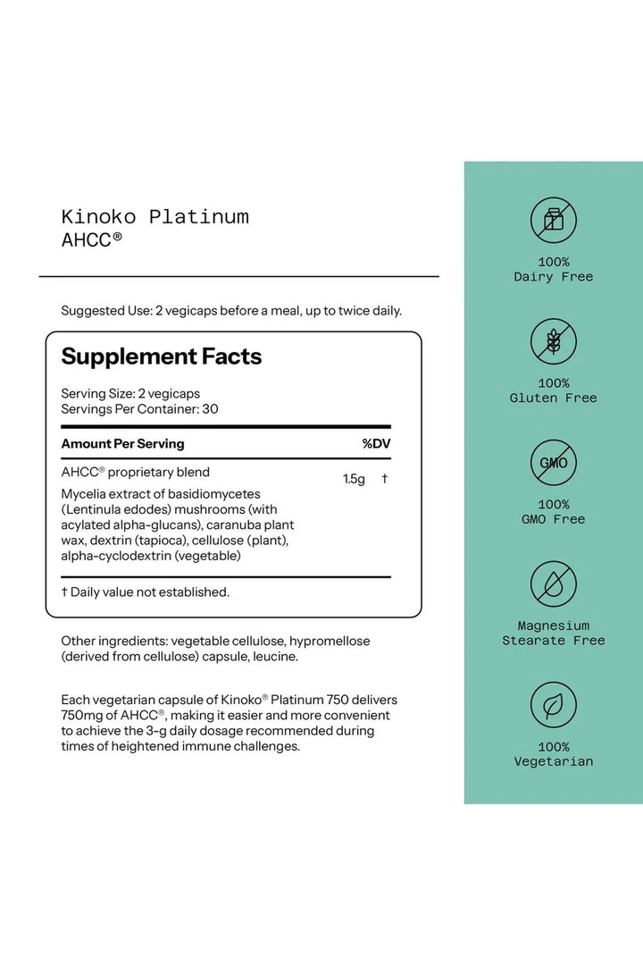 Kinoko Platinum Ahcc, 60 Vegi Capsul.usa Menşei