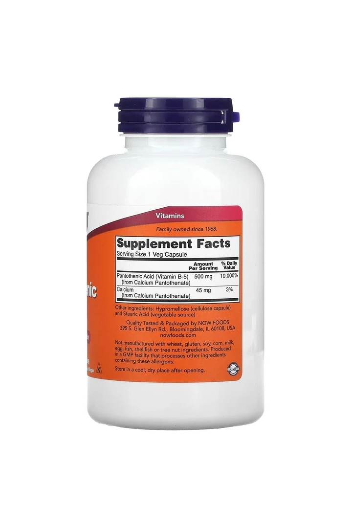 Pantothenic Acid, 500 mg, 250 Veg Capsules