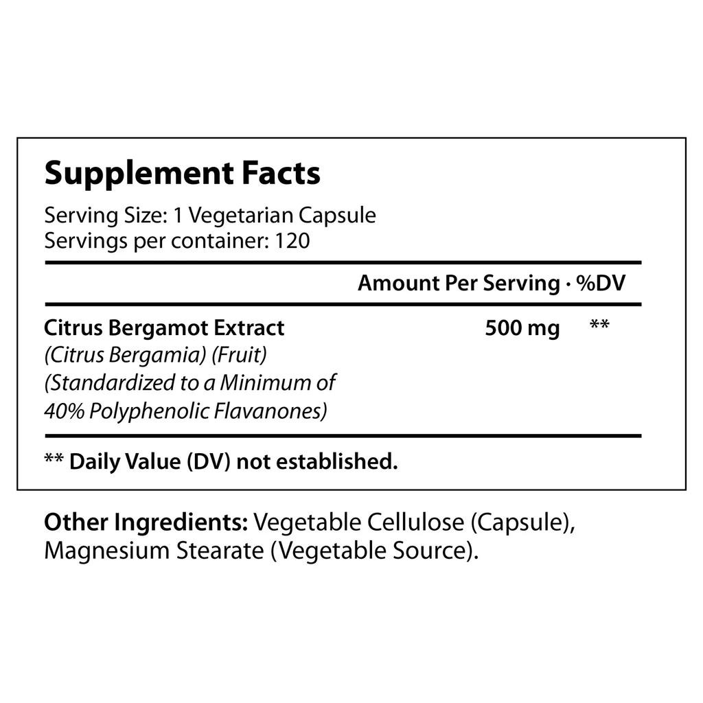 Citrus Bergamot Extract 500mg - 120 Vegetarian Capsules