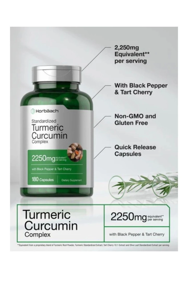 Turmeric Supplement with Black Pepper 2250mg | 180 Capsules