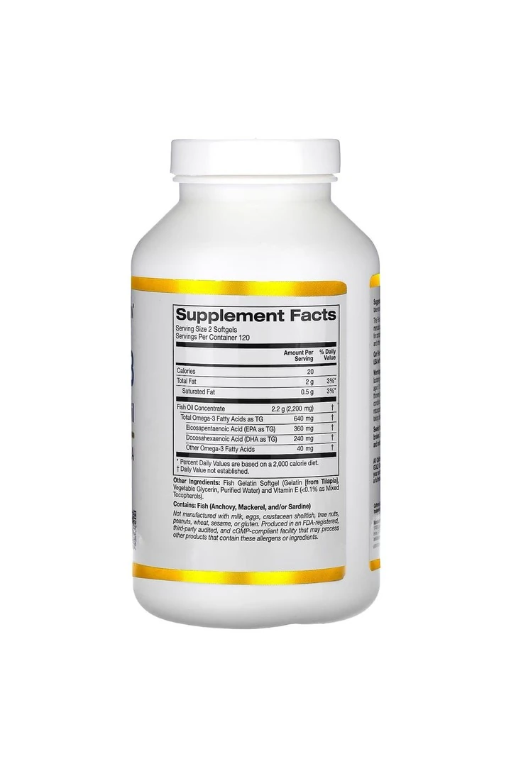 California Gold Nutrition Omega-3 Premium Fish Oil 240 Fish Gelatin Softgels- İthal