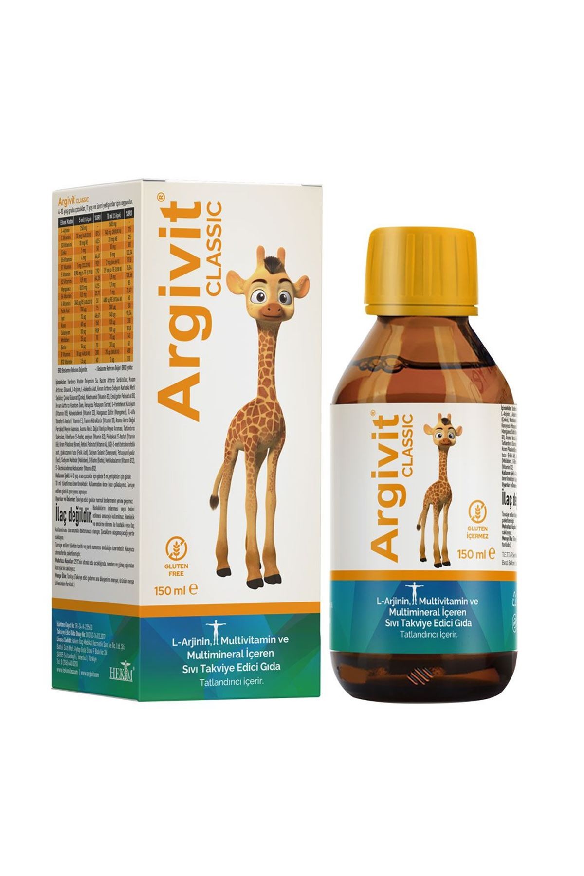 Argivit Classic L-arginin, Multivitamin, Multimineral Şurup 150 ml - Doğal Portakal Ve Vanilya Aromalı