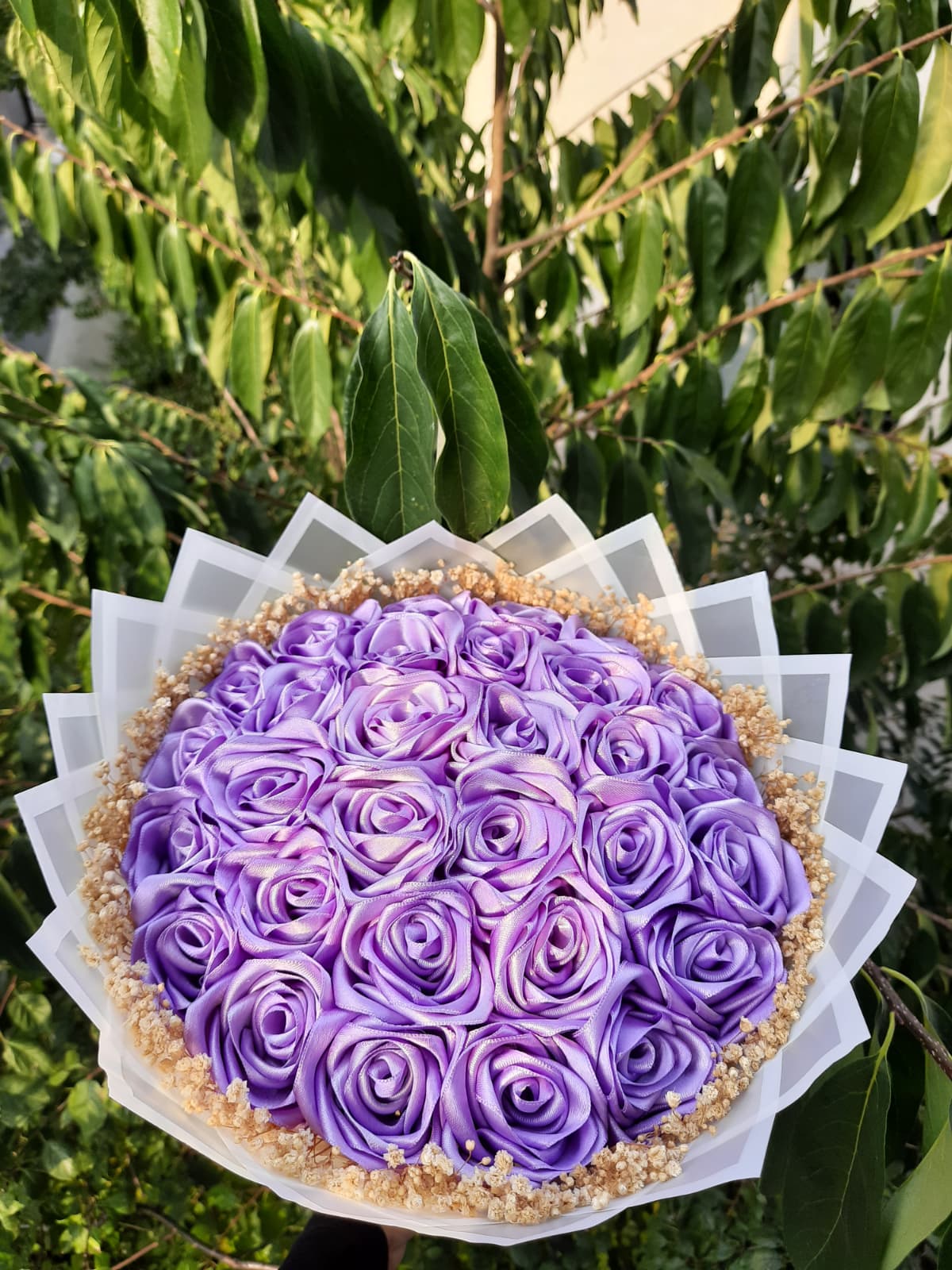 30 LU LİLA GÜL DIŞI BEYAZ - CİPSOLU - LEDLİ 