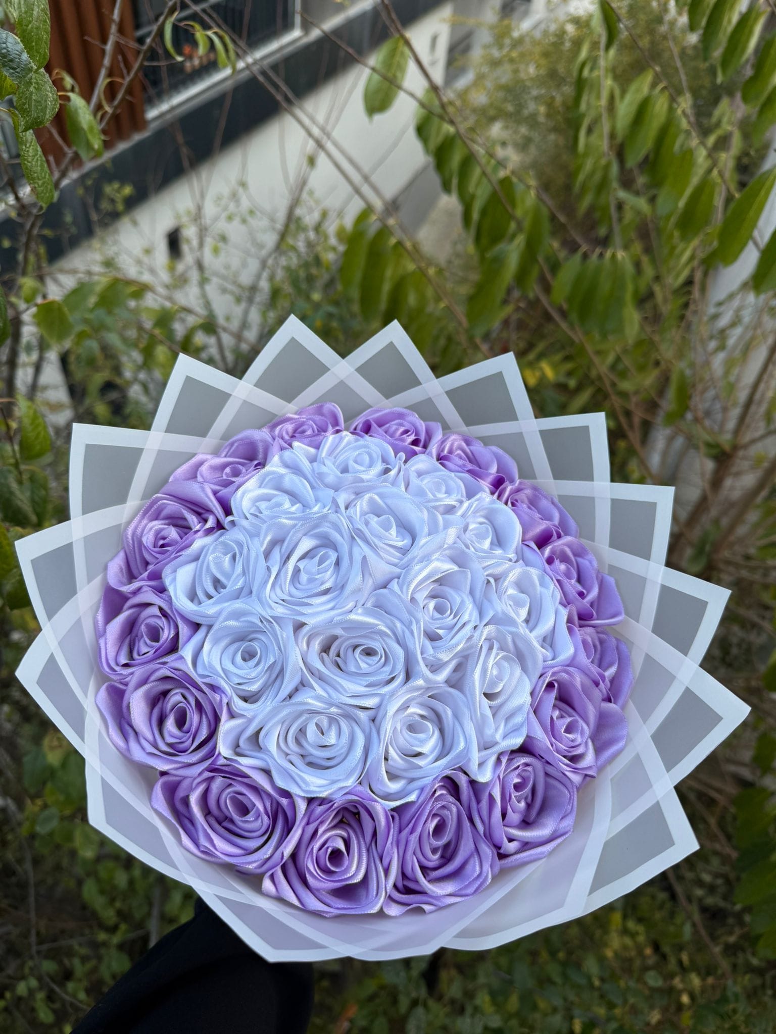 30 LU LİLA VE BEYAZ GÜL TASARIM - LED Lİ 