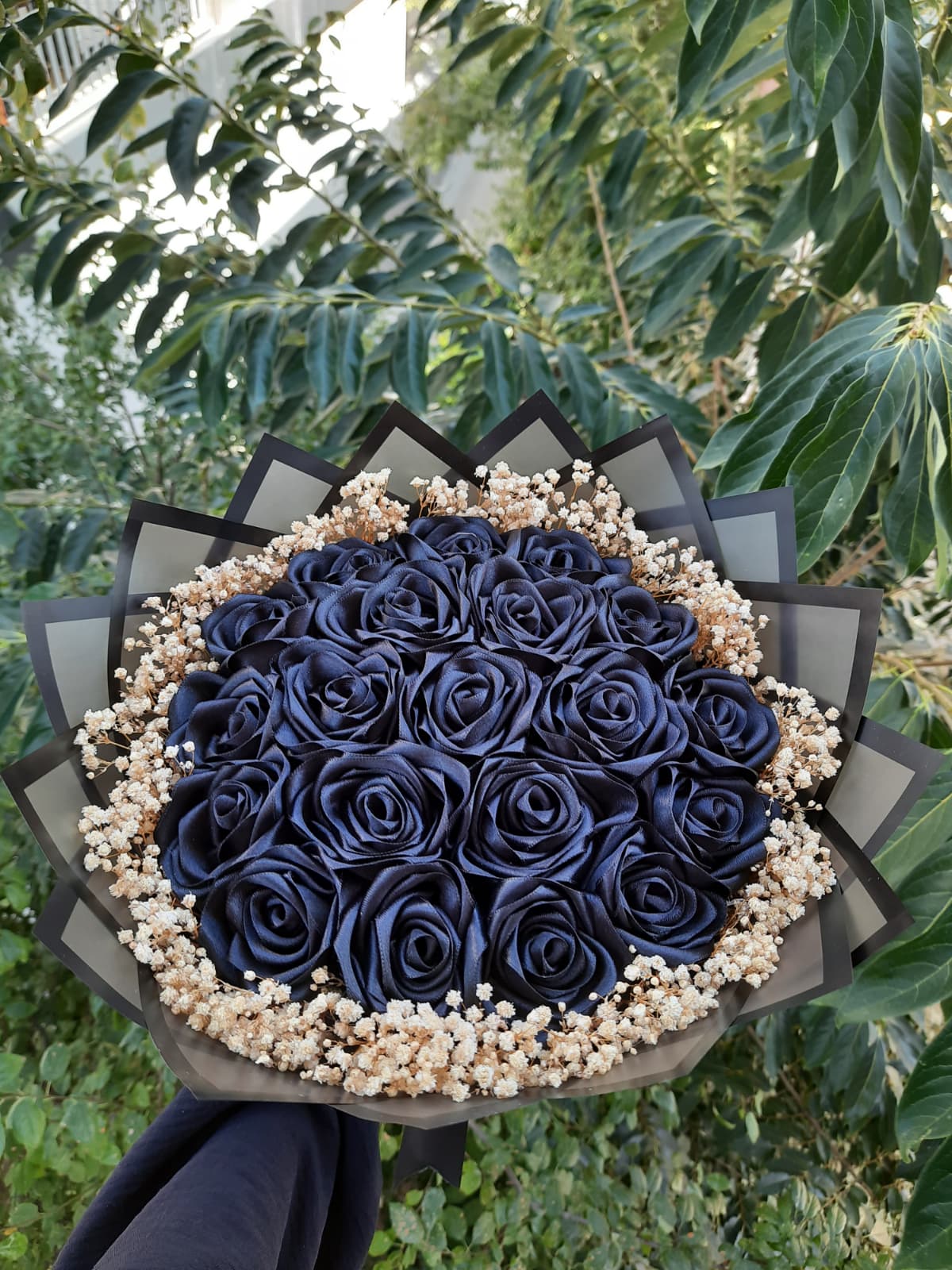 20 li Led Işıklı Kenar Süslemeli Solmayan Gül Buketi SİYAH GÜL DIŞI SİYAH