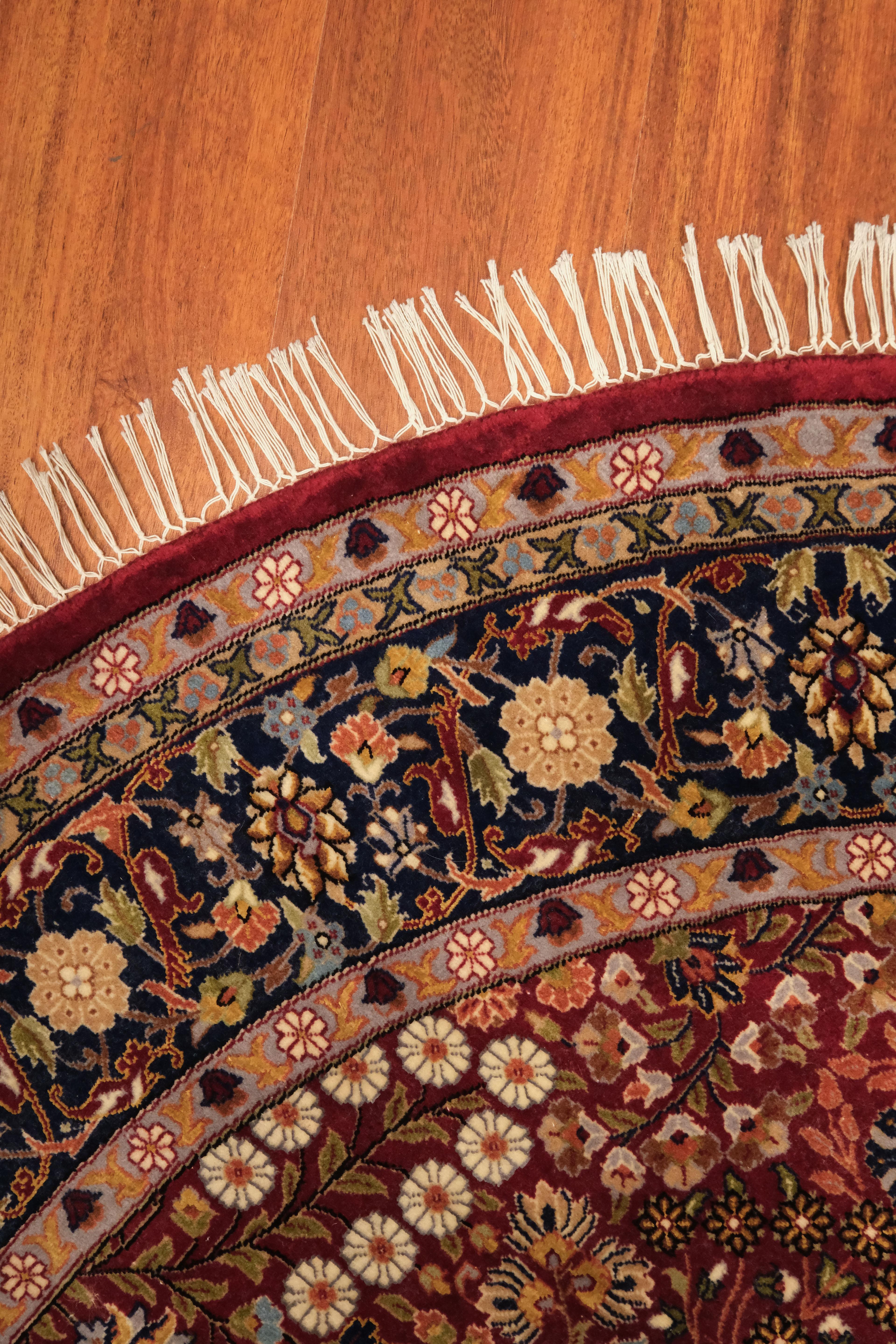 Öğretmenler Carpet Hand Woven Oriental Hereke Carpet Round 9856