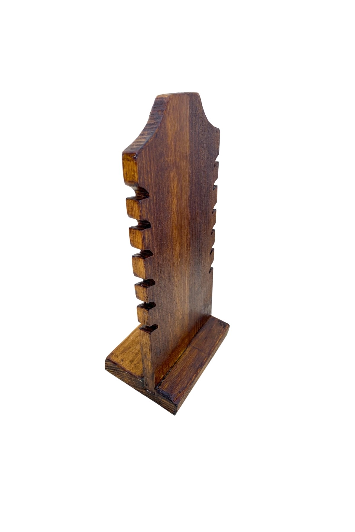 Vintage Görünümlü 6 Oluklu Kolye Bileklik Organizer, Aksesuar Düzenleyici, Ahşap Takı Standı