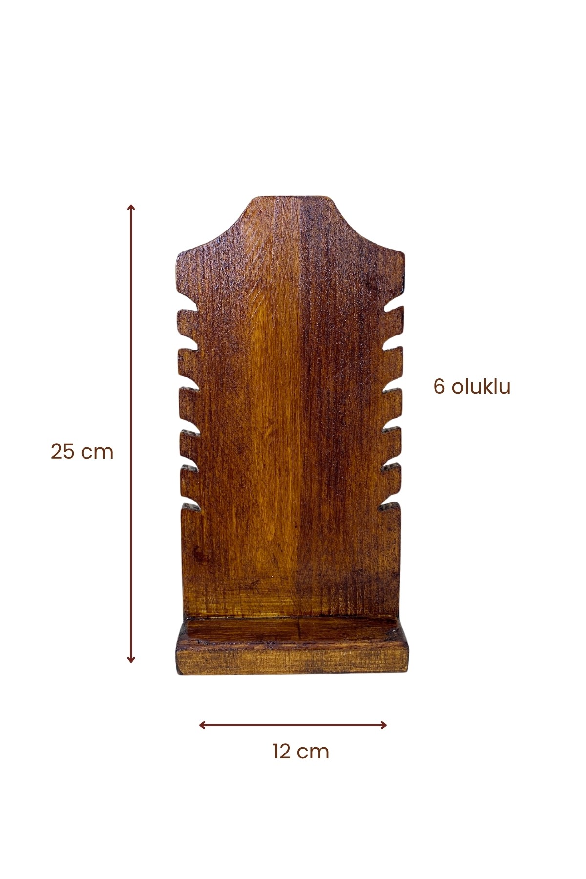 Vintage Görünümlü 6 Oluklu Kolye Bileklik Organizer, Aksesuar Düzenleyici, Ahşap Takı Standı