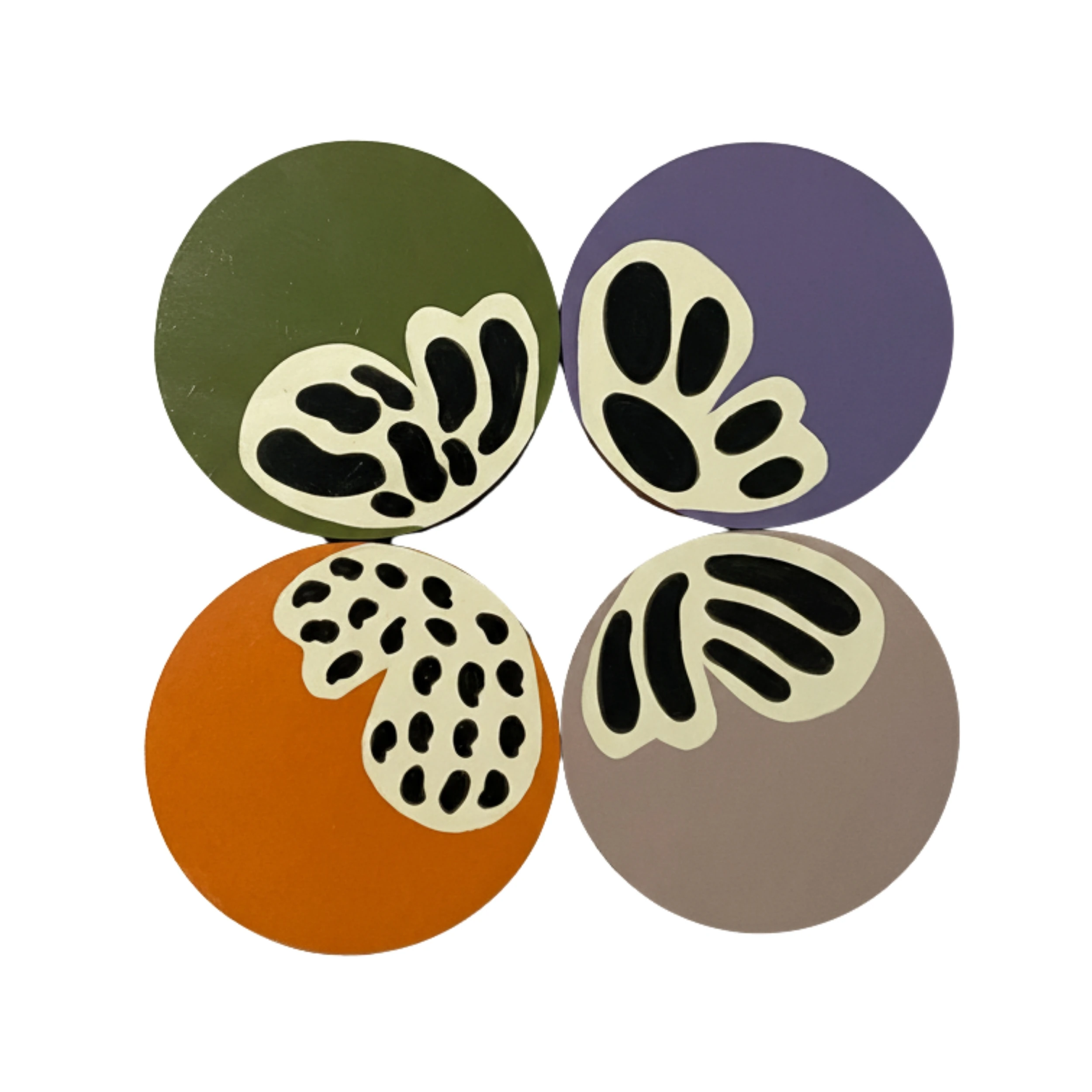 Kelebekler El Yapımı Ahşap Bardak Altlığı 4'lü