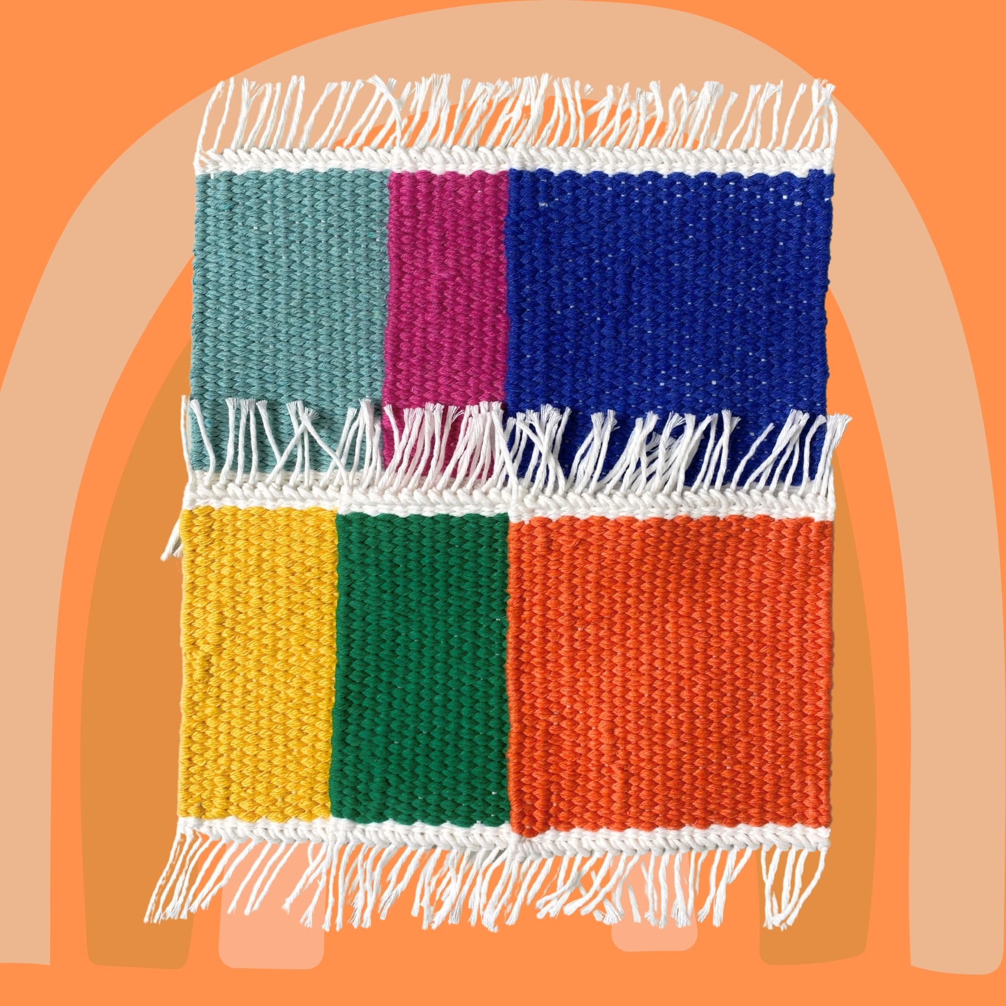 Renkli El Dokuması Bardak Altlığı 6'lı Set