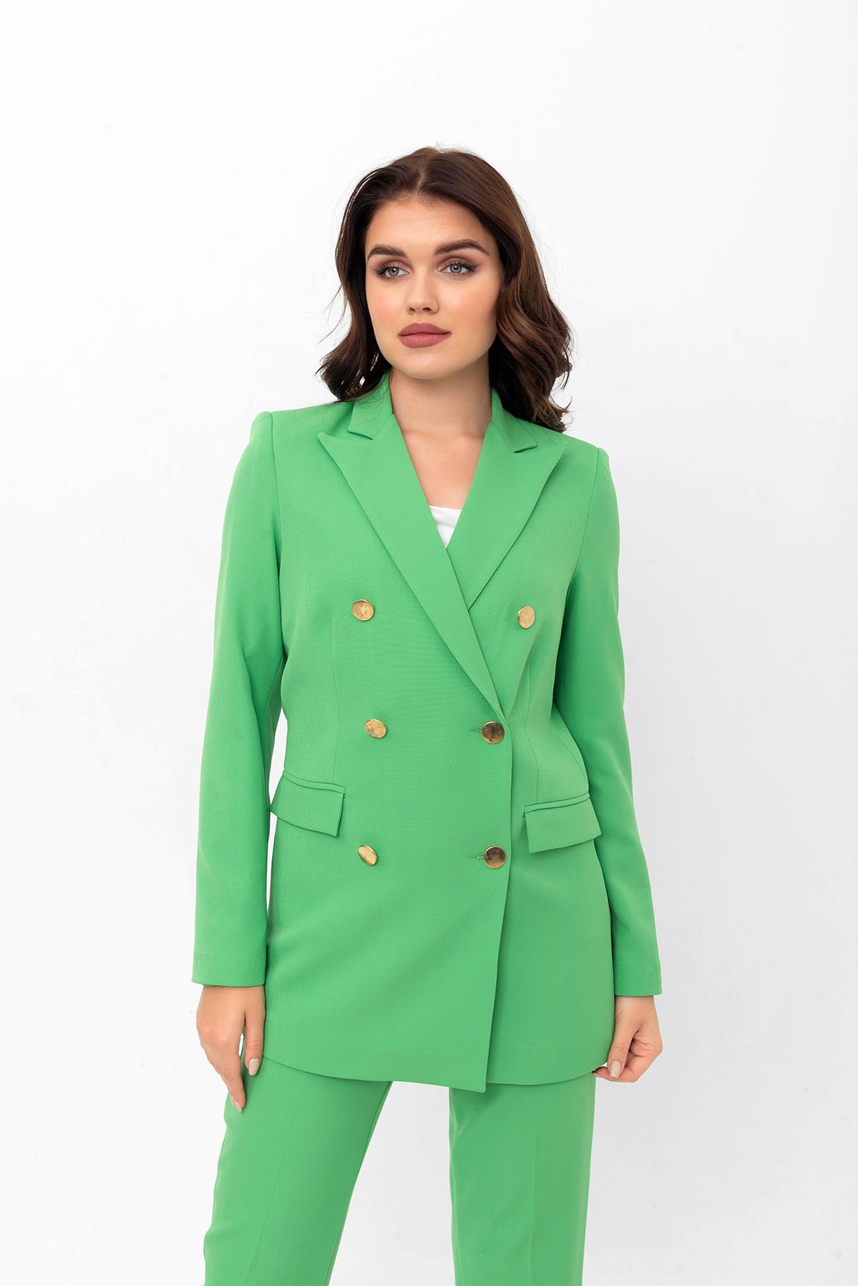 Düğme Detaylı Blazer Ceket - Açık Yeşil