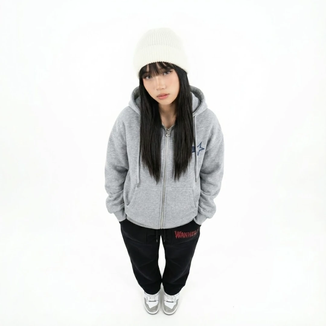 WANHELL - Gri Zip Up