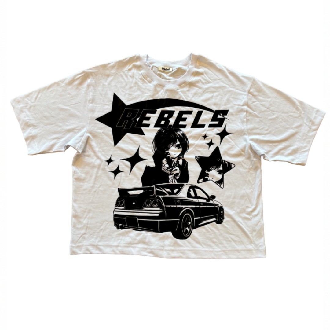 REBELS - BOXY FIT T-SHIRT - BEYAZ