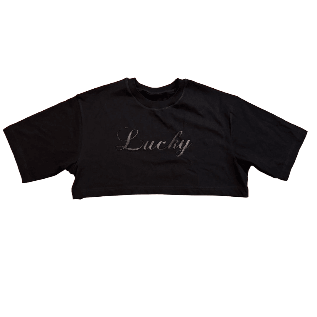LUCKY - BOXY CROP - SİYAH