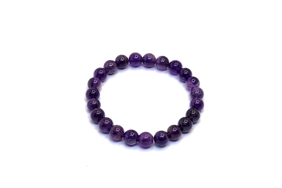 D&M Doğaltaş - Ametist (Amethyst) Doğal Taş Bileklik | 3A+ Kalite