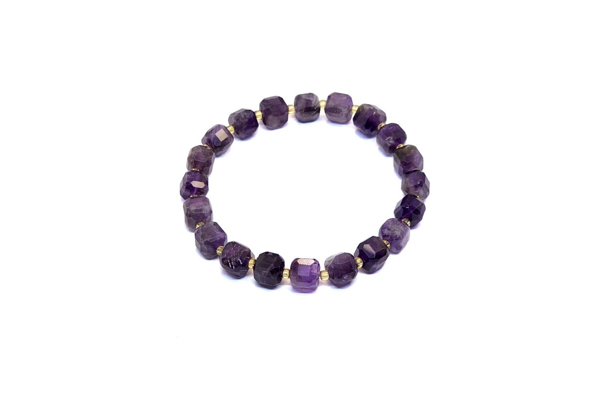 D&M Doğaltaş - Küp Ametist ( Cube Amethyst) Doğal Taş Bileklik | 6A+ Kalite