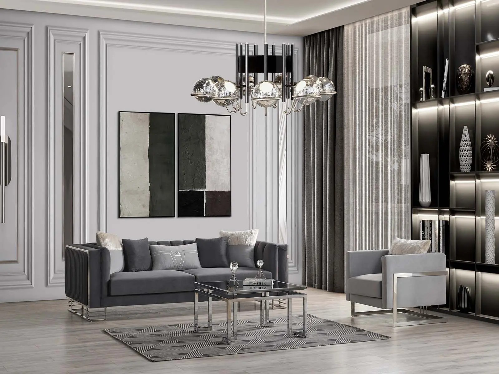 Çizgili Lotus Koltuk Takımı