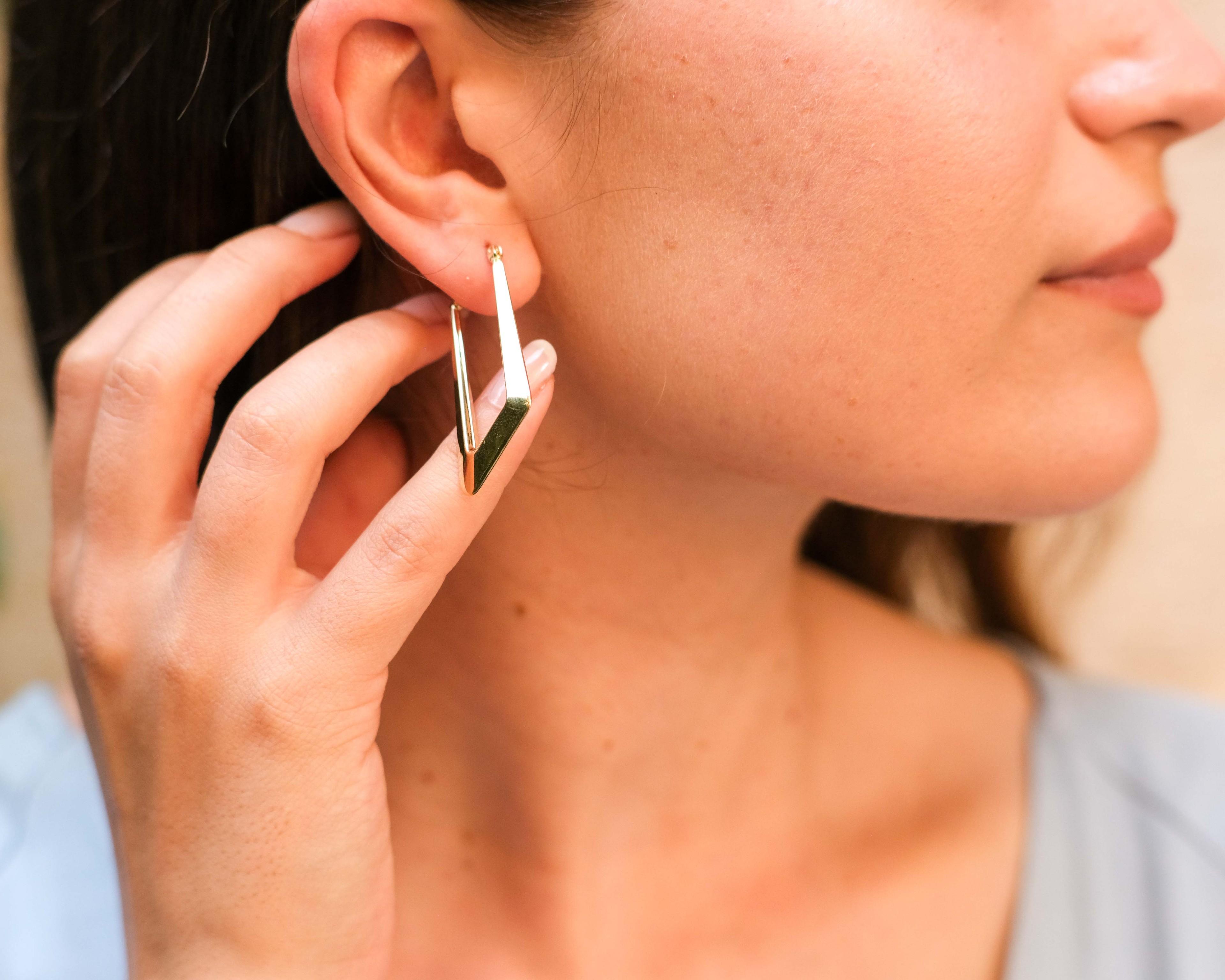 Gold Rectangle Earrings