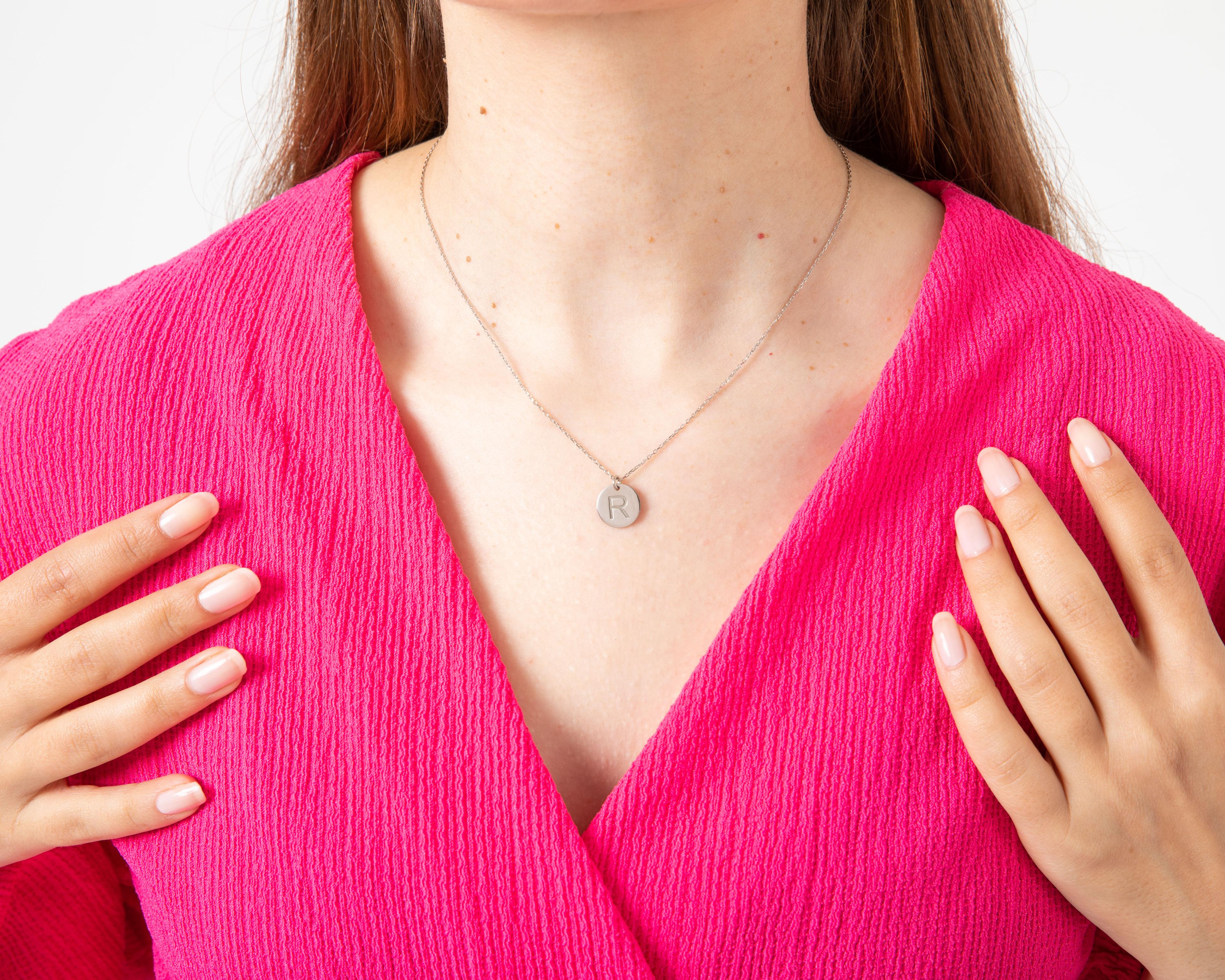 Silver Coin Initial Necklace