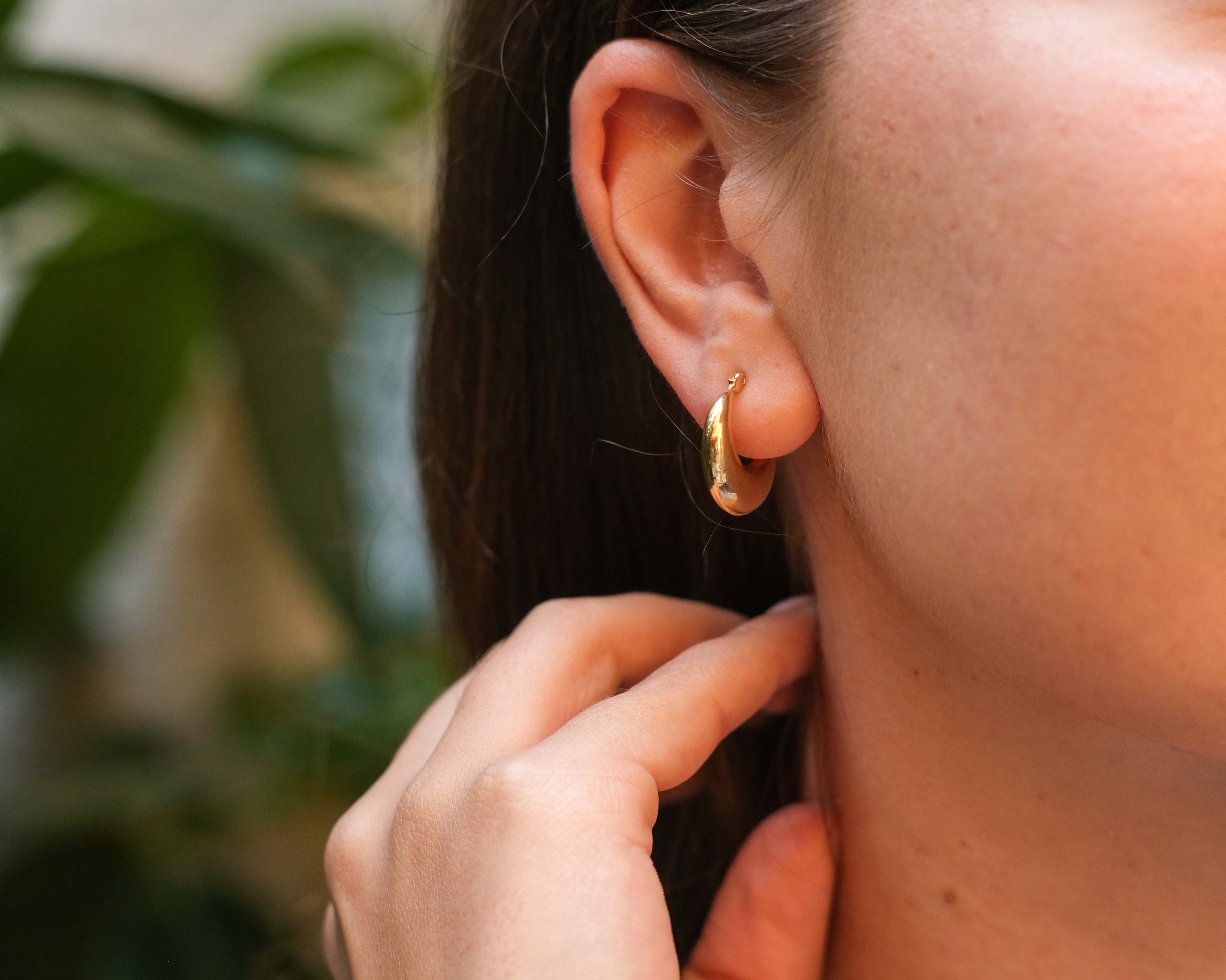 Crescent Gold Hoop Earrings