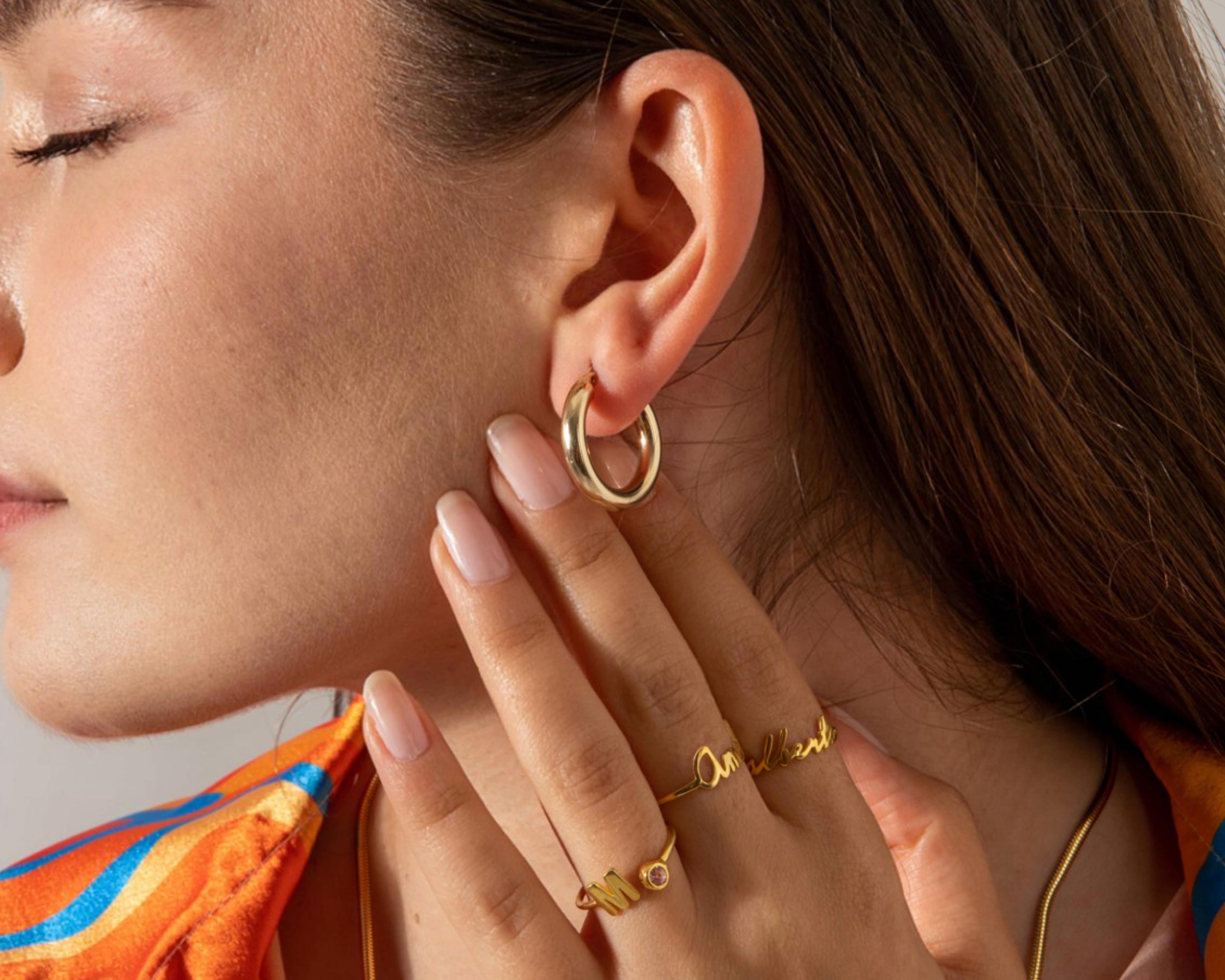 Anelli Gold Tube Hoop Earrings