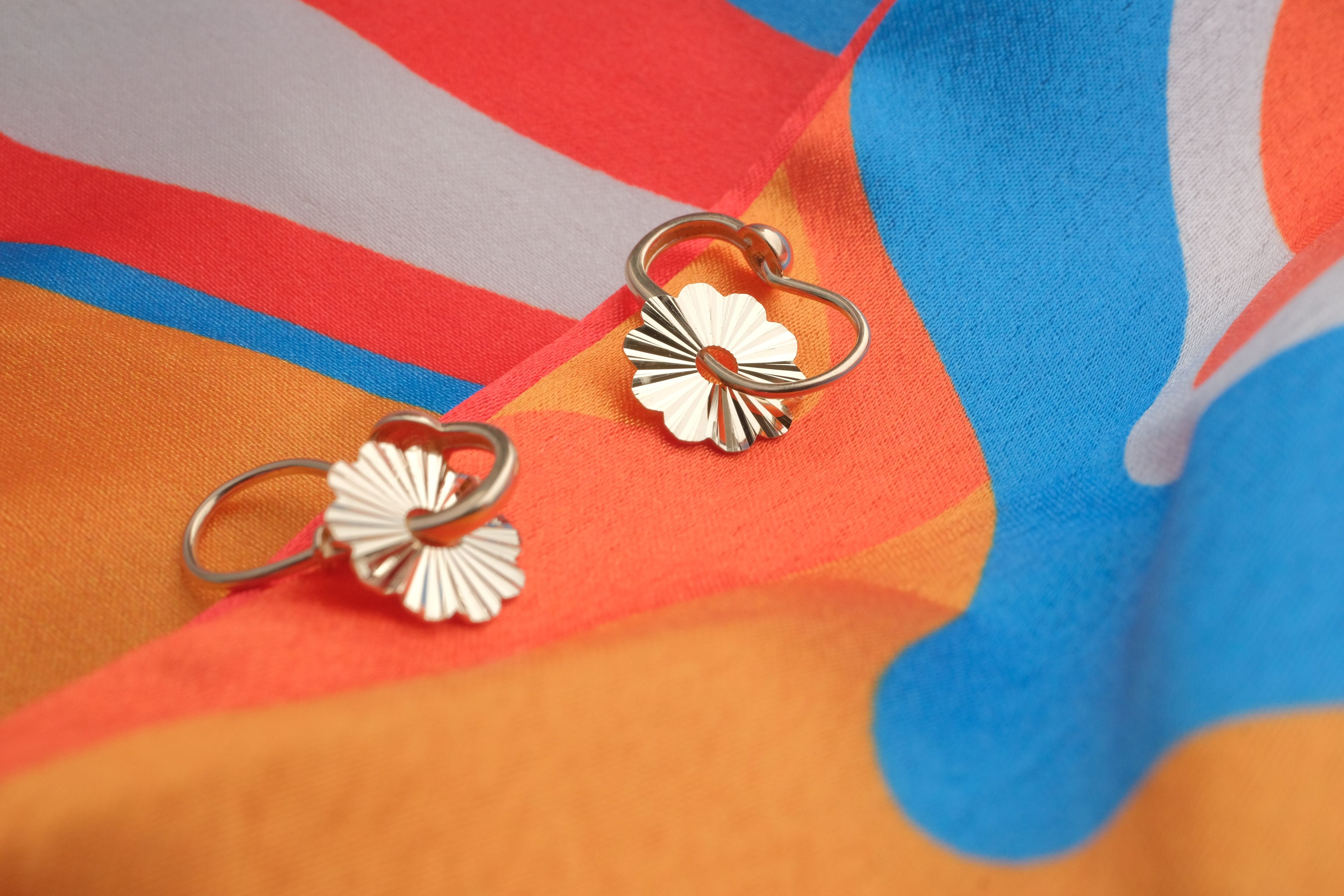 Floral Gold Leverback Earrings