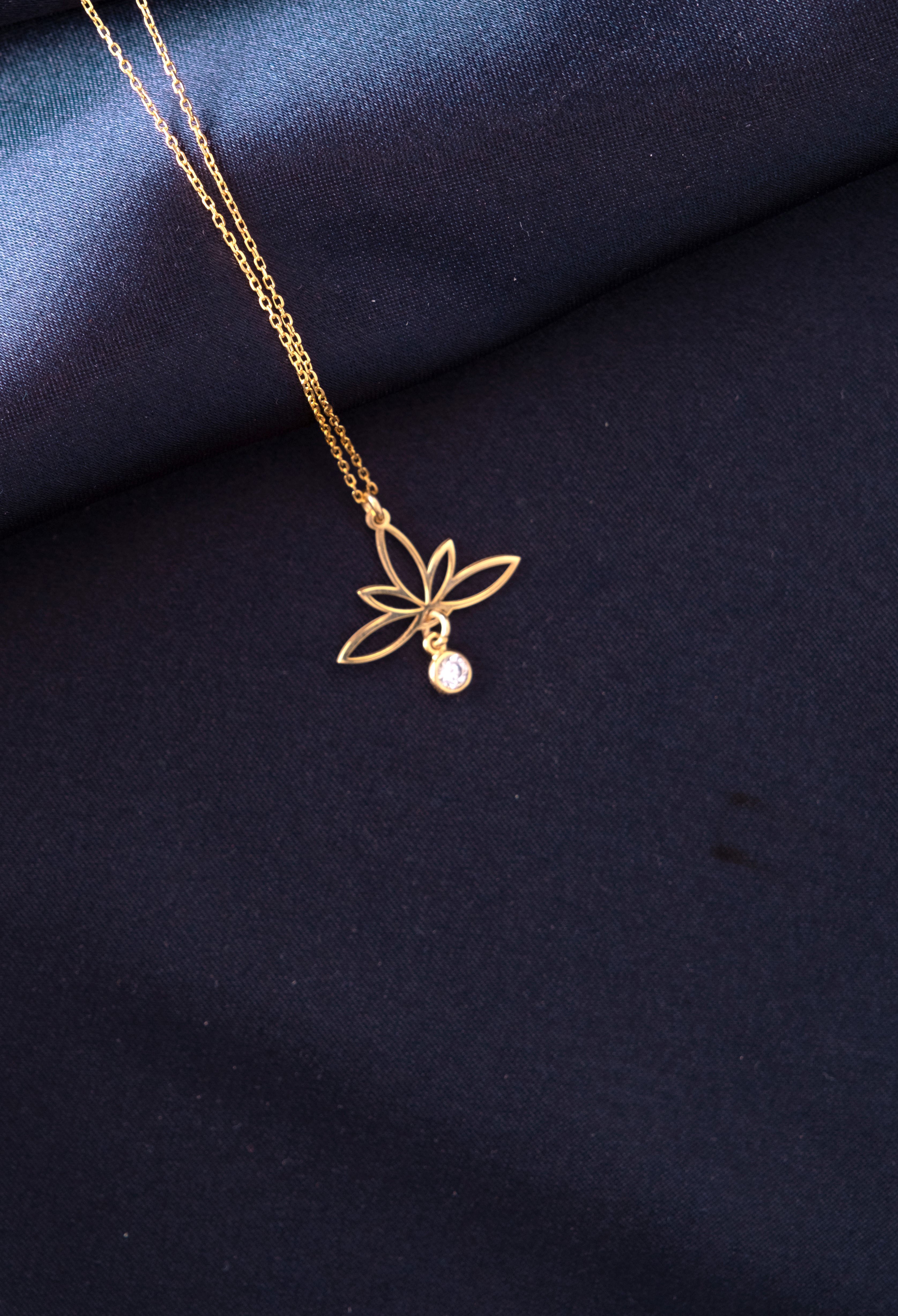 Silver Lotus Birthstone Necklace