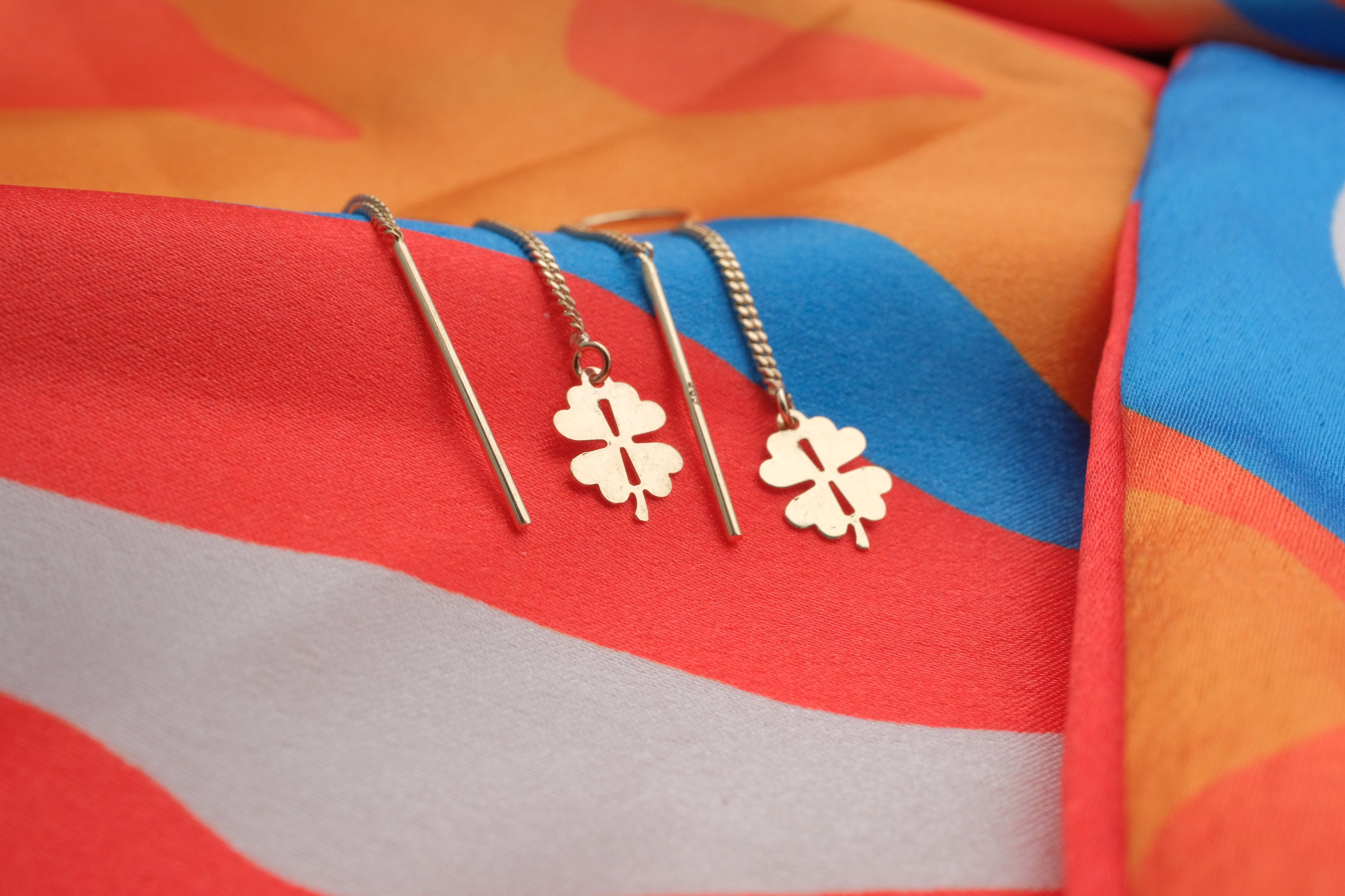 Gold Threader Clover Earrings