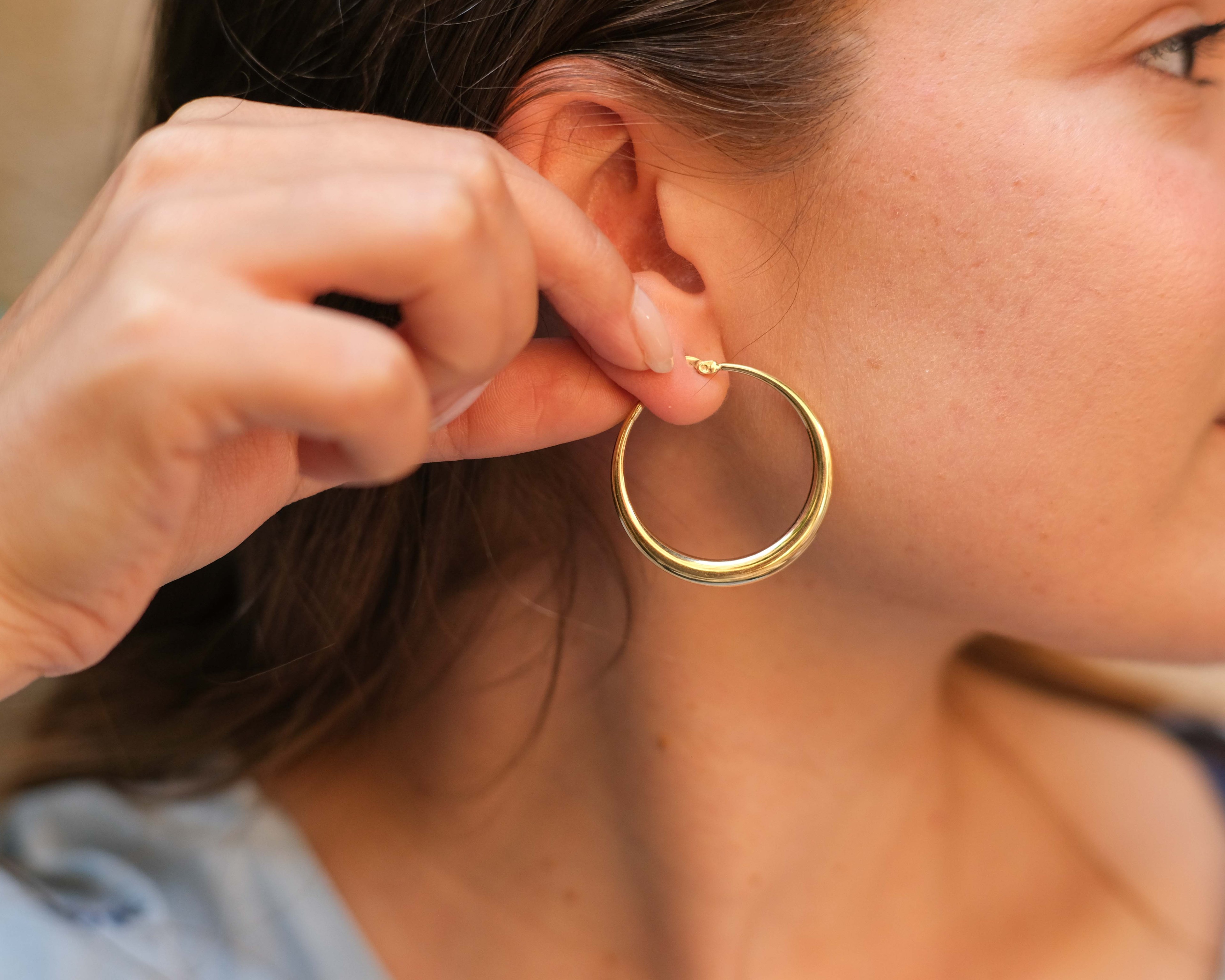 Crescent Gold Hoop Earrings