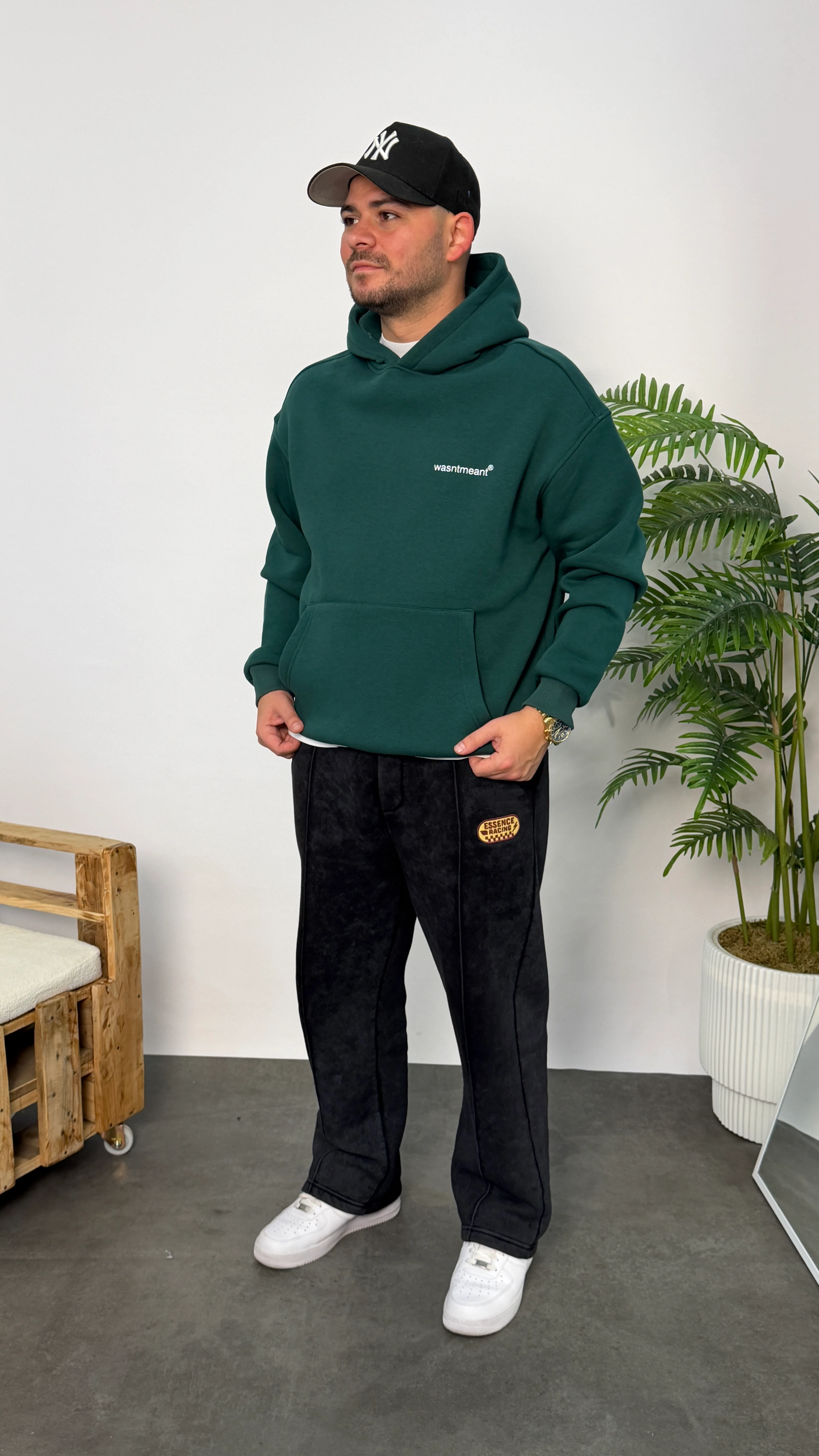 Yeşil Baskılı Yazılı Oversize Sweatshirt